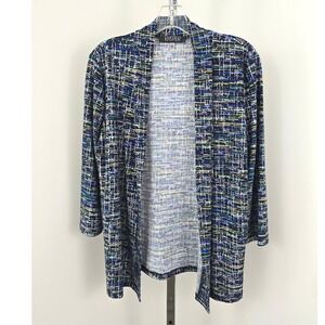 Kasper Open Front Long Sleeve Print‎ Cardigan Multicolor M